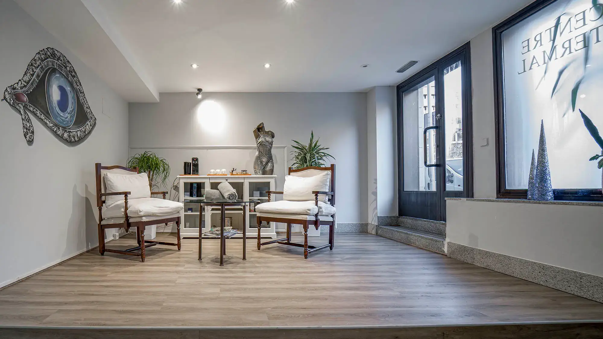 lobby of the thermal spa with waiting seats - roc blanc hotel & spa andorra
